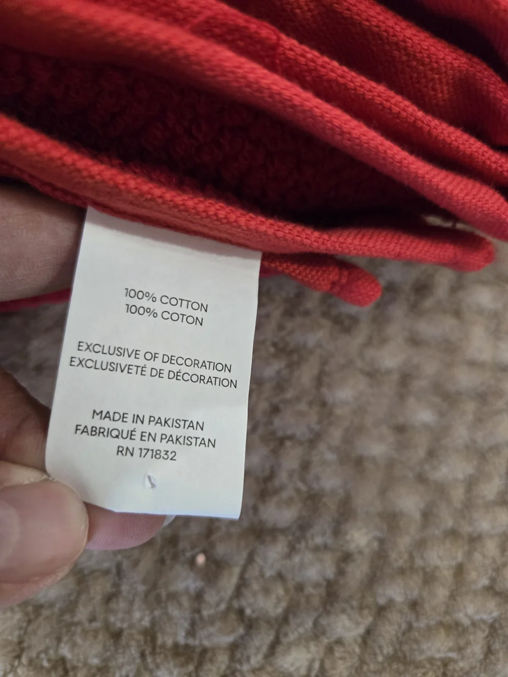 Lacoste Red Cotton Bath Towel - Embroidered Crocodile Logo